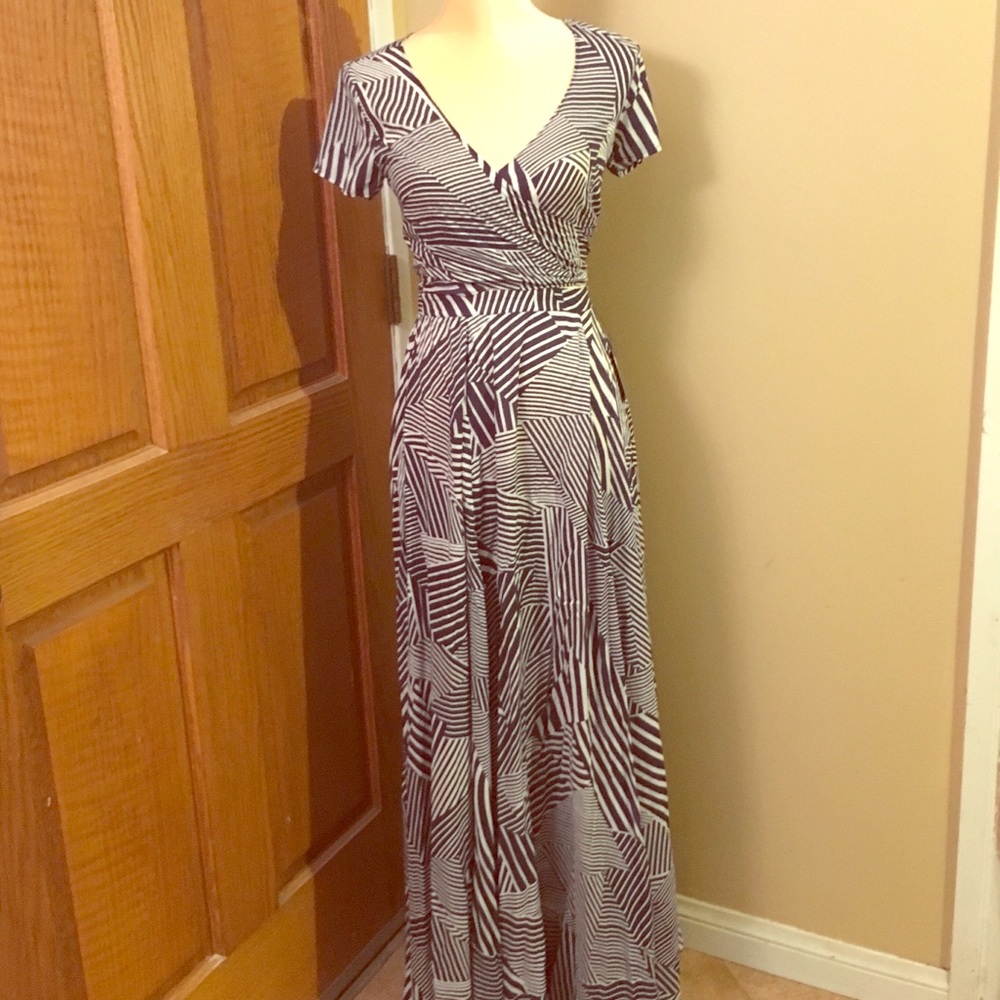 Blue and White Print - Two Piece - Maxi Dress - XS